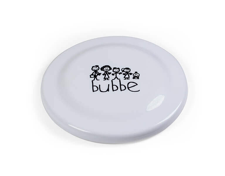 Lietajúci tanier s potlačou - sieťotlač;Létající talíř s potiskem - sítotisk