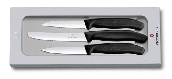 3 pc. paring knife set SwissClassic, black, gift box