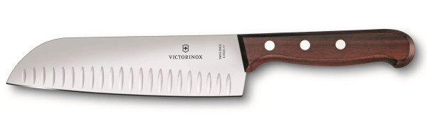 Santoku knife, rosewood handle, fluted edge, gift box, stainless