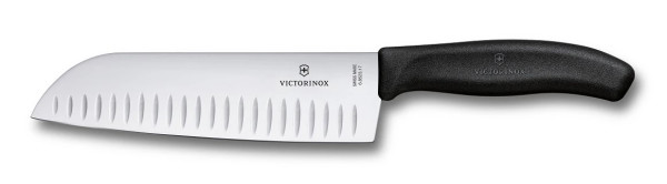 SwissClassic, Santoku knife, fluted edge, 17 cm, black