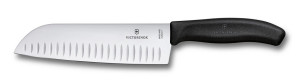 SwissClassic, Santoku knife, fluted edge, 17 cm, black - Reklamnepredmety