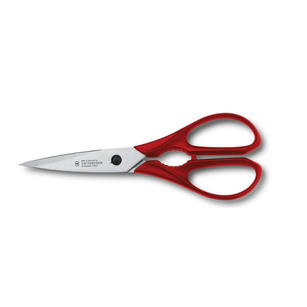 kitchen shears, stainless, red