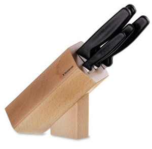 small cutlery block, hexagonal, beechwood - Reklamnepredmety