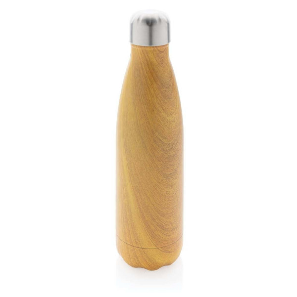 Vacuum insulated ss bottle with wood print