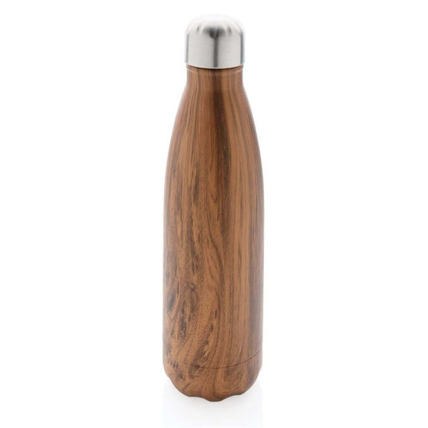 Vacuum insulated ss bottle with wood print