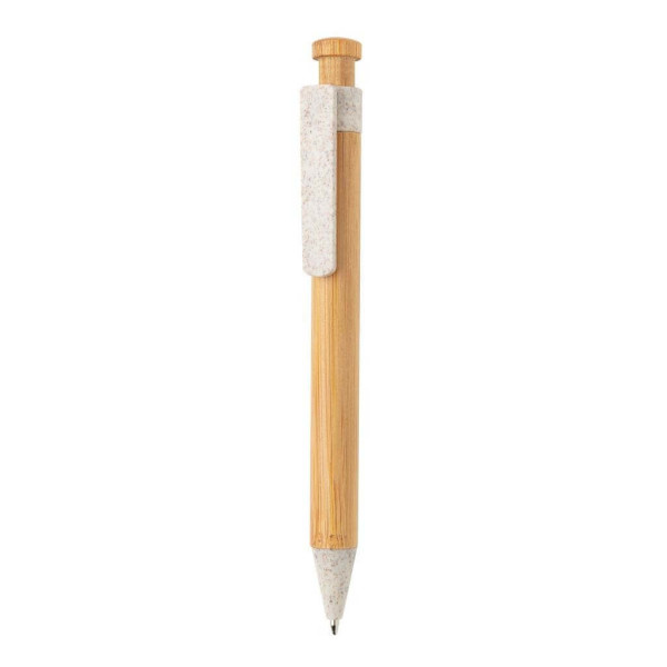 Bamboo pen with wheatstraw clip