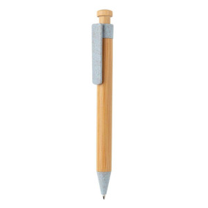 Bamboo pen with wheatstraw clip - Reklamnepredmety