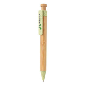 Bamboo pen with wheatstraw clip - Reklamnepredmety