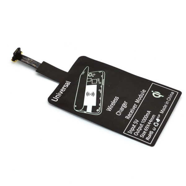 UNIVERSAL QI RECEIVER FOR INDUCTION WIRELESS CHARGING, WITH USB MICRO-CONNECTOR