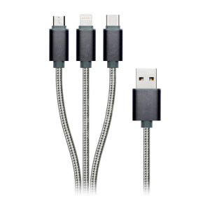 UNIVERSAL CHARGING CABLE WITH USB TYPE-C, LIGHTNING AND USB MICRO CONNECTORS - Reklamnepredmety