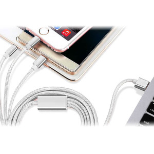 UNIVERSAL CHARGING CABLE WITH USB TYPE-C, LIGHTNING AND USB MICRO CONNECTORS - Reklamnepredmety