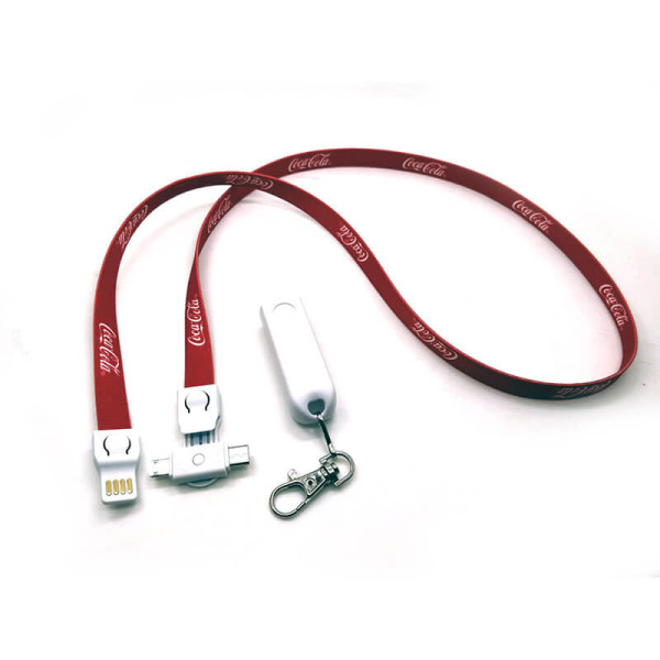 3 IN 1 POWER CABLE IN NECK STRAP (LANYARD), WITH TYPE-C, LIGHTNING AND USB MICRO