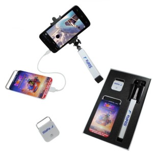 SET – POWER BANK, BLUETOOTH SHUTTER RELEASE FOR SMARTPHONE/IPHONE + SELFIE STICK - Reklamnepredmety