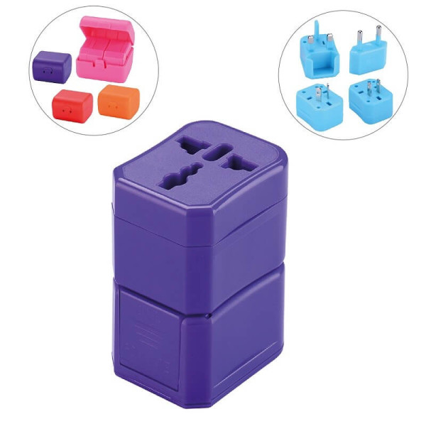UNIVERSAL TRAVEL ADAPTER IN A PRACTICAL CASE