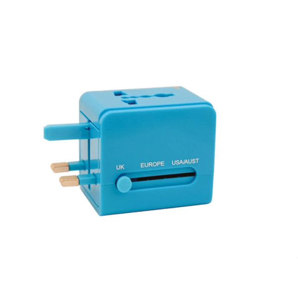MULTIPURPOSE MAINS TRAVEL ADAPTER WITH 2 USB SOCKETS