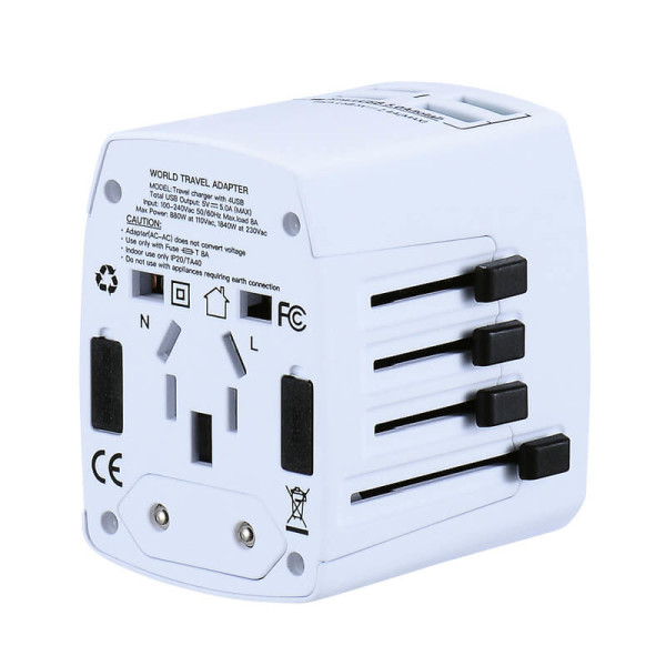 TRAVEL ADAPTER WITH 4 USB PORTS