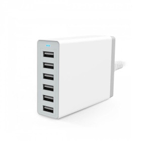 USB ADAPTER FOR EU SOCKETS WITH 6 USB OUTPUTS - Reklamnepredmety