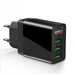 3.1 A ADAPTER WITH 3 USB AND LED DISPLAY - Reklamnepredmety