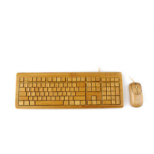 COMBO – BAMBOO MOUSE AND KEYBOARD WITH CABLE - Reklamnepredmety