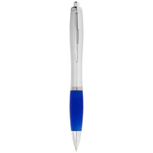 Nash ballpoint pen silver barrel and coloured grip (blue ink) - Reklamnepredmety