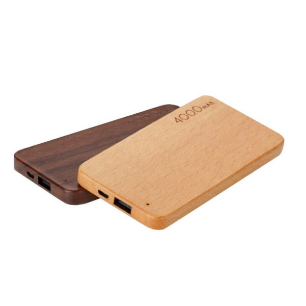 SLIM WOODEN POWER BANK, 4000 mAh