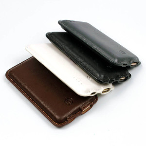 LEATHER MINI POWER BANK, 4000 / 5000 mAh - Reklamnepredmety