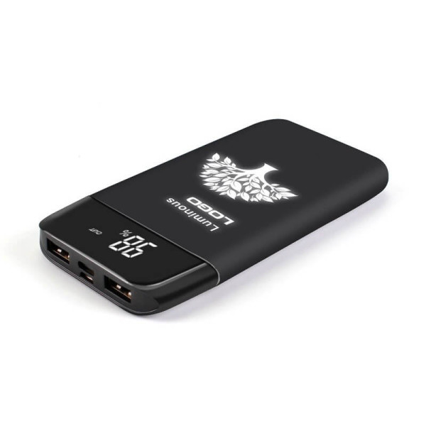 DUAL POWER BANK WITH LED LOGO, RUBBER-COATED SURFACE AND LED DISPLAY, 4000/6000/8000 MAH