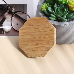 INDUCTION QI CHARGING BASE (WIRELESS CHARGER) BAMBOO, POLYGON - Reklamnepredmety