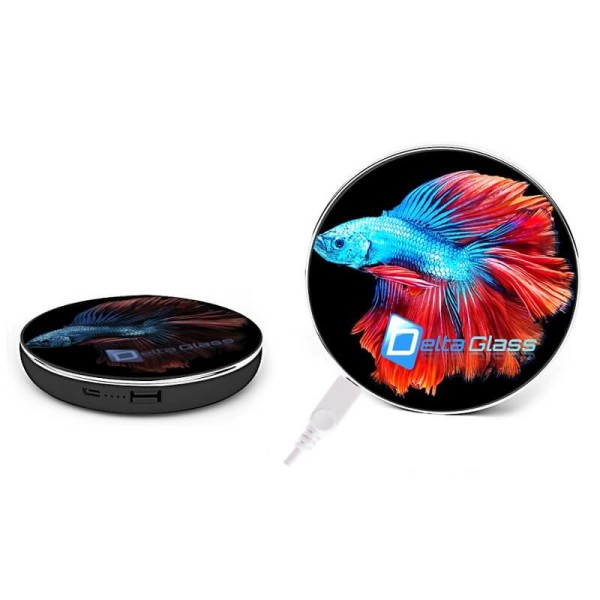 INDUCTION QI POWER BANK (WIRELESS PORTABLE CHARGER) WITH THE OPTION OF LED LOGO, 2000-5000 mAh