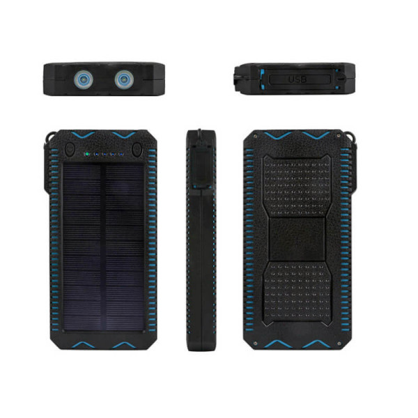 WATER RESISTANT SOLAR POWER BANK WITH TORCH AND LIGHTER, 12000 mAh