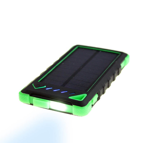 WATER-RESISTANT DUAL SOLAR POWER BANK WITH TORCH, 8000 MAH