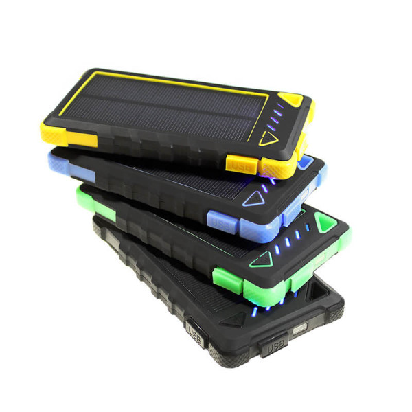 WATER-RESISTANT DUAL SOLAR POWER BANK WITH TORCH, 8000 MAH