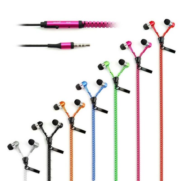 HANDSFREE EARPHONES WITH ZIPPER-STYLE CABLES