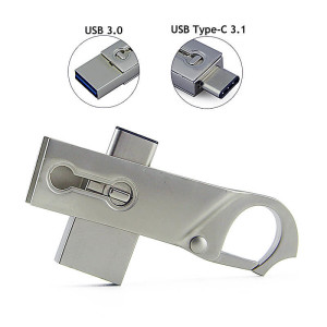 USB FLASH DRIVE CARABINER KEY RING WITH TYPE-C CONNECTOR - Reklamnepredmety