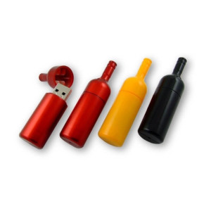PLASTIC USB FLASH DRIVE BOTTLE OF WINE - Reklamnepredmety
