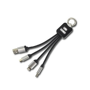 3-in-1 POWER CABLE WITH LED LOGO, USB FOR MICRO USB, LIGHTNING, USB TYPE-C - Reklamnepredmety