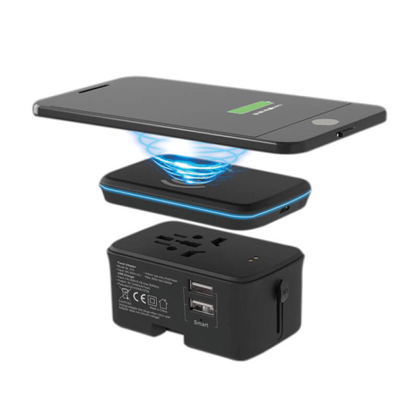 UNIVERSAL TRAVEL ADAPTER WITH WIRELESS CHARGER