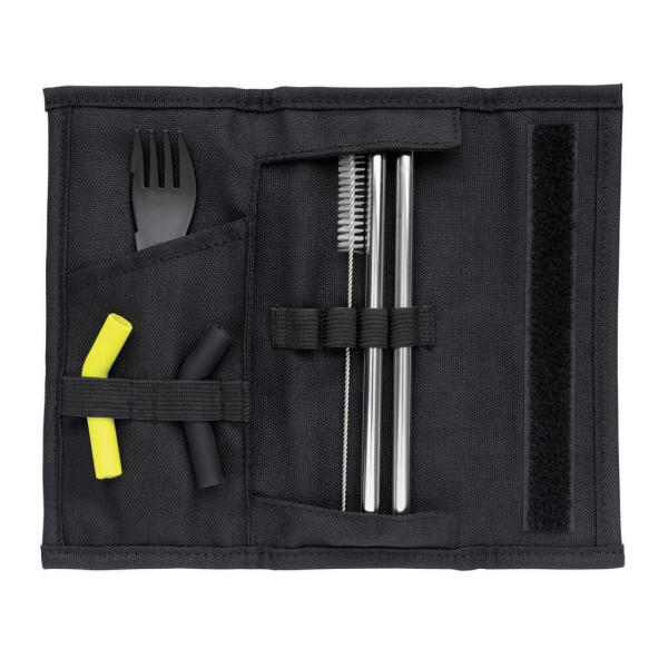 Tierra 2pcs straw and cutlery set in pouch