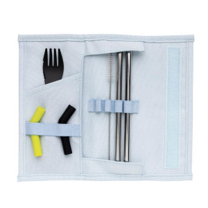 Tierra 2pcs straw and cutlery set in pouch - Reklamnepredmety