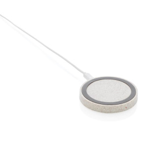 Wheat Straw 5W round wireless charging pad - Reklamnepredmety