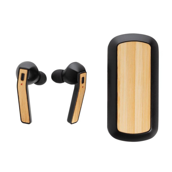 Bamboo Free Flow TWS earbuds in charging case