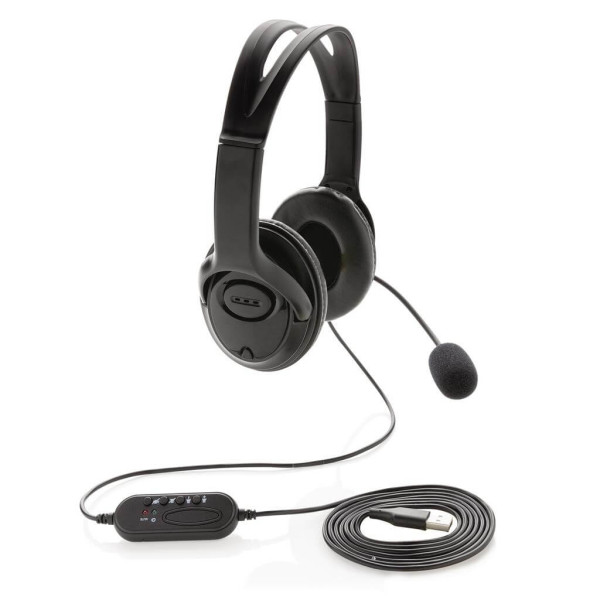 Over ear wired work headset