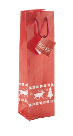 Gift paper wine bag with a Christmas motif