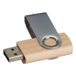 Twist USB Stick with light wood cover - Reklamnepredmety