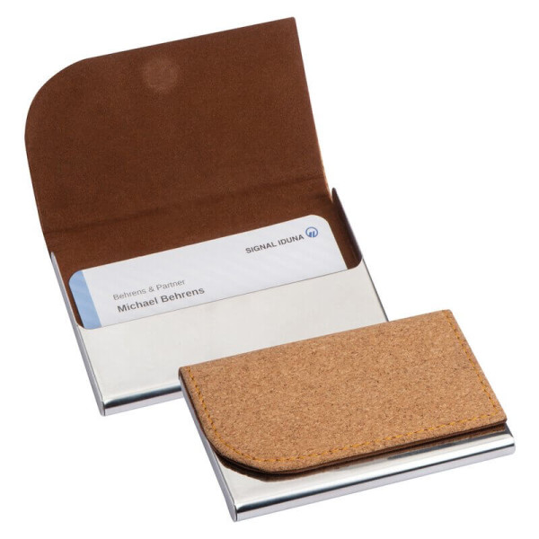 Metal Business Card Holder with cork Surface