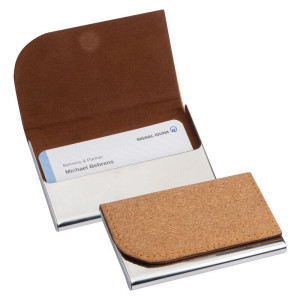 Metal Business Card Holder with cork Surface - Reklamnepredmety