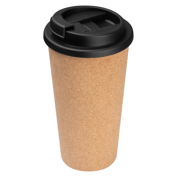 Double-walled leakproof mug with cork coating