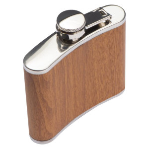 Stainless Steel Hip Flask with wooden Coating