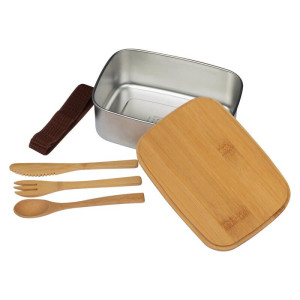 Spacious Stainless Steel Lunchbox with Bamboo Lid - Reklamnepredmety