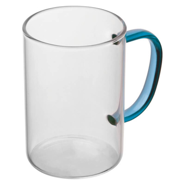 Glass Mug with colored Handle